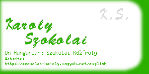 karoly szokolai business card